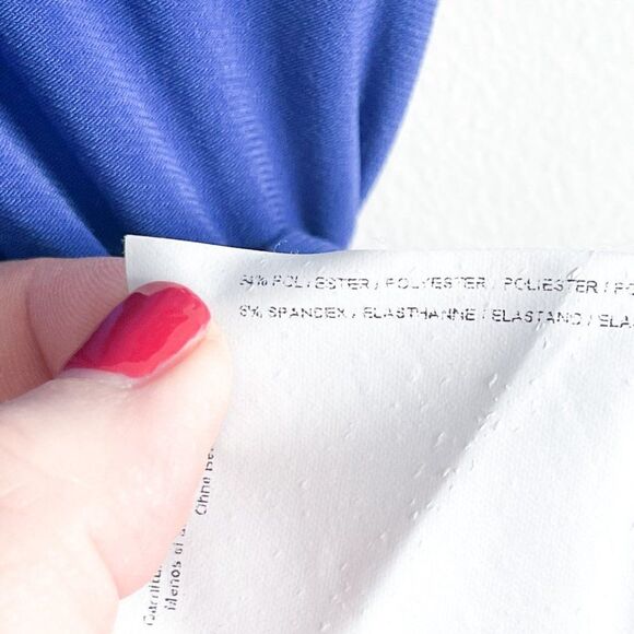 Joseph Ribkoff Dress V-Neck Crossover Royal Blue Pleated Womens 10 Short Sleeve - Picture 5 of 9